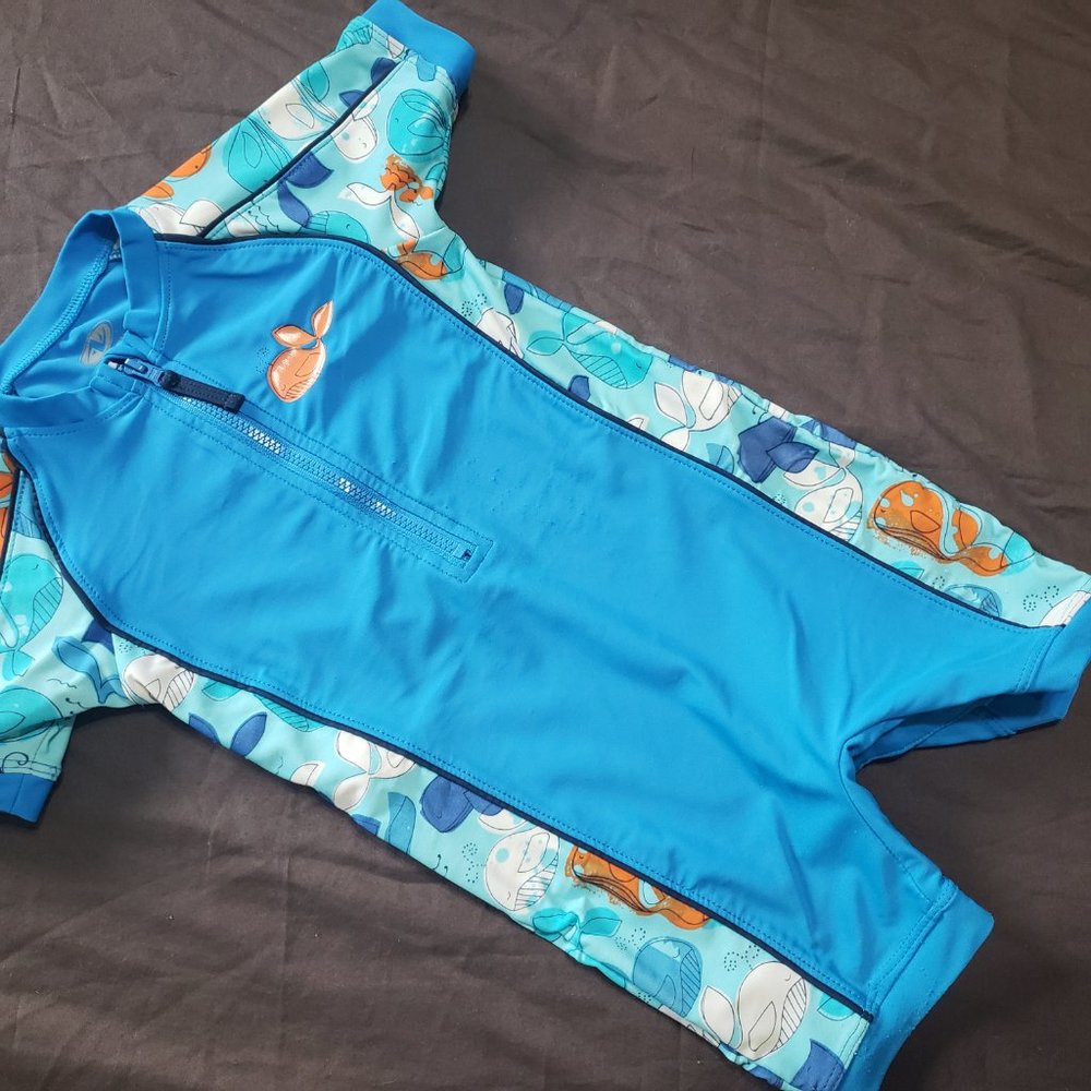 UV One Piece Swimsuit Blue Fish And Whale Pattern 24 Months Athletic Works